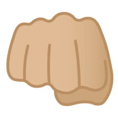 How Oncoming Fist: Medium-Light Skin Tone emoji looks on Google.