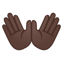 How Open Hands: Dark Skin Tone emoji looks on Google.