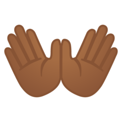 How Open Hands: Medium-Dark Skin Tone emoji looks on Google.