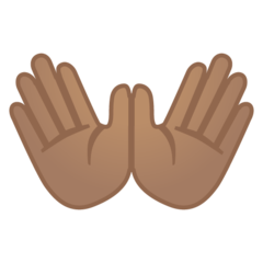 How Open Hands: Medium Skin Tone emoji looks on Google.