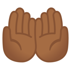 How Palms up Together: Medium-Dark Skin Tone emoji looks on Google.