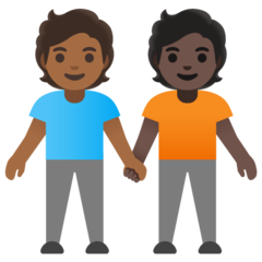 A quoi ressemblent les emoji Deux personnes se tenant la main: peau mate et peau foncée sur Google.