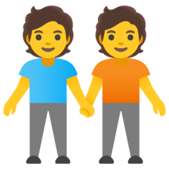 Hoe Personen hand in hand emoji eruit ziet op Google.