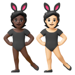 A quoi ressemblent les emoji Personnes avec des oreilles de lapin : peau foncée et peau claire sur Google.