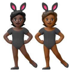 A quoi ressemblent les emoji Personnes avec des oreilles de lapin : peau foncée et peau mate sur Google.
