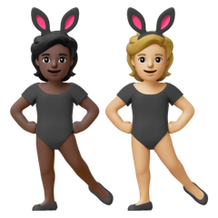 A quoi ressemblent les emoji Personnes avec des oreilles de lapin : peau foncée et peau moyennement claire sur Google.