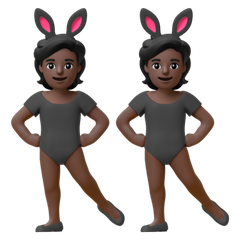 A quoi ressemblent les emoji Personnes avec des oreilles de lapin : peau foncée sur Google.