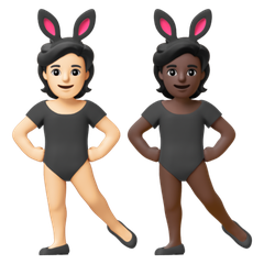 A quoi ressemblent les emoji Personnes avec des oreilles de lapin : peau claire et peau foncée sur Google.