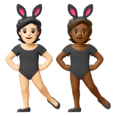 A quoi ressemblent les emoji Personnes avec des oreilles de lapin : peau claire et peau mate sur Google.