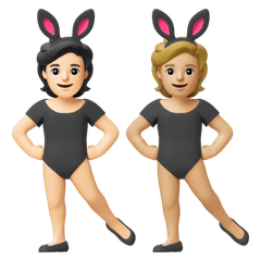 A quoi ressemblent les emoji Personnes avec des oreilles de lapin : peau claire et peau moyennement claire sur Google.