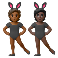 A quoi ressemblent les emoji Personnes avec des oreilles de lapin : peau mate et peau foncée sur Google.