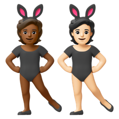 A quoi ressemblent les emoji Personnes avec des oreilles de lapin : peau mate et peau claire sur Google.