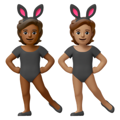 A quoi ressemblent les emoji Personnes avec des oreilles de lapin : peau mate et peau légèrement mate sur Google.