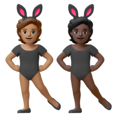 A quoi ressemblent les emoji Personnes avec des oreilles de lapin : peau légèrement mate et peau foncée sur Google.