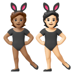 A quoi ressemblent les emoji Personnes avec des oreilles de lapin : peau légèrement mate et peau claire sur Google.