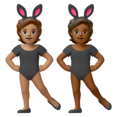 A quoi ressemblent les emoji Personnes avec des oreilles de lapin : peau légèrement mate et peau mate sur Google.
