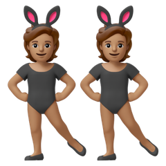 A quoi ressemblent les emoji Personnes avec des oreilles de lapin : peau légèrement mate sur Google.