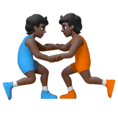 A quoi ressemblent les emoji Personnes faisant de la lutte : peau foncée sur Google.