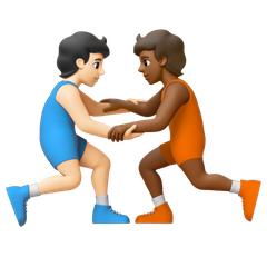 A quoi ressemblent les emoji Personnes faisant de la lutte : peau claire et peau mate sur Google.