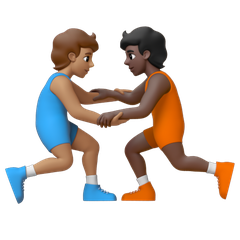 A quoi ressemblent les emoji Personnes faisant de la lutte : peau légèrement mate et peau foncée sur Google.