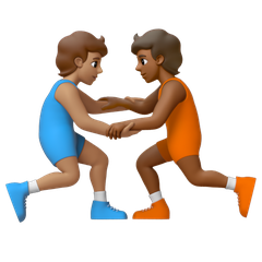 A quoi ressemblent les emoji Personnes faisant de la lutte : peau légèrement mate et peau mate sur Google.