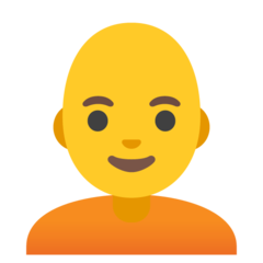 Hur Person: skallig emoji ser ut på Google.