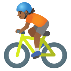 How Person Biking: Medium-Dark Skin Tone emoji looks on Google.