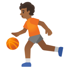 Como o emoji do Pessoa jogando basquete: pele morena escura é exibido no Google.