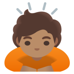 Bagaimana emoji Orang menunduk: ton kulit sederhana kelihatan di Google.