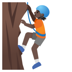 How Person Climbing: Dark Skin Tone emoji looks on Google.