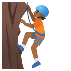 How Person Climbing: Medium-Dark Skin Tone emoji looks on Google.