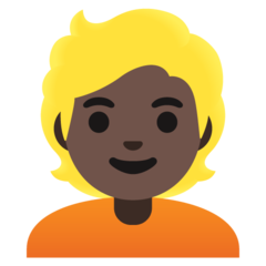 Hvordan Person: hudtype 6, blond emoji ser ut på Google.