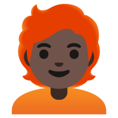 How Person: Dark Skin Tone, Red Hair emoji looks on Google.