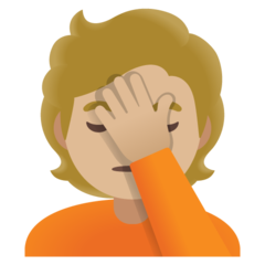 How Person Facepalming: Medium-Light Skin Tone emoji looks on Google.