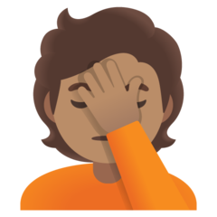 How Person Facepalming: Medium Skin Tone emoji looks on Google.