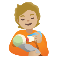 A quoi ressemblent les emoji Personne allaitant un bébé: peau moyennement claire sur Google.