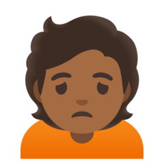 How Person Frowning: Medium-Dark Skin Tone emoji looks on Google.