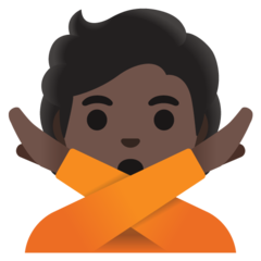 How Person Gesturing NO: Dark Skin Tone emoji looks on Google.