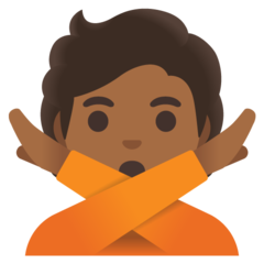 How Person Gesturing NO: Medium-Dark Skin Tone emoji looks on Google.