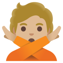 How Person Gesturing NO: Medium-Light Skin Tone emoji looks on Google.