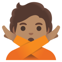 How Person Gesturing NO: Medium Skin Tone emoji looks on Google.