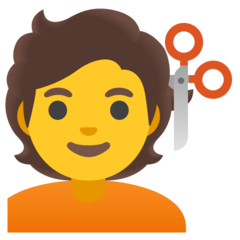 Jak wygląda emoji Osoba podczas strzyżenia w Google.