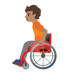 How Person in Manual Wheelchair: Medium Skin Tone emoji looks on Google.