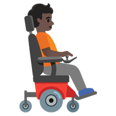 How Person in Motorized Wheelchair Facing Right: Dark Skin Tone emoji looks on Google.