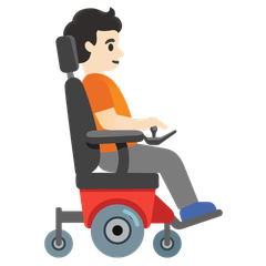 How Person in Motorized Wheelchair Facing Right: Light Skin Tone emoji looks on Google.