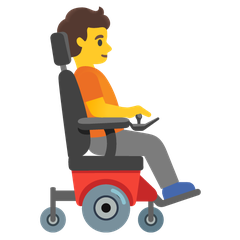 How Person in Motorized Wheelchair Facing Right emoji looks on Google.