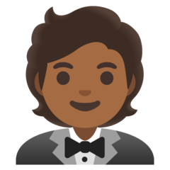 How Person in Tuxedo: Medium-Dark Skin Tone emoji looks on Google.