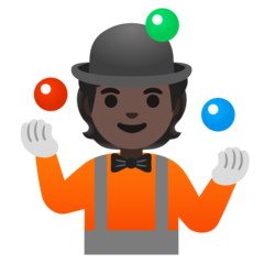 How Person Juggling: Dark Skin Tone emoji looks on Google.