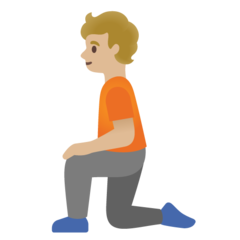 How Person Kneeling: Medium-Light Skin Tone emoji looks on Google.