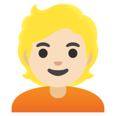 How Person: Light Skin Tone, Blond Hair emoji looks on Google.